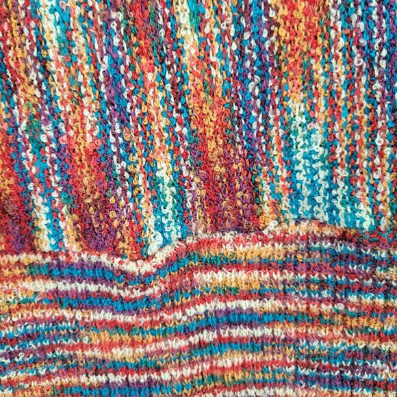 Vtg‎ 80s Multicolor Streaked Cowlneck Sweater Sz M Dolman Sleeve Funky Casual - Picture 2 of 12